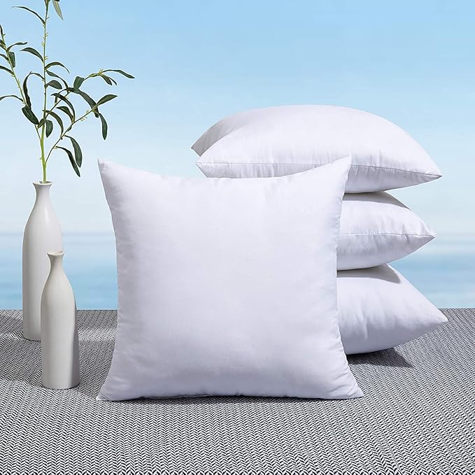 MIULEE Pack of 4 22x22 Outdoor Pillow Inserts, Water-Resistant Throw Pillow Inserts Decorative Premium Square Pillow Stuffer Sham for Porch Swing Couch Sofa Cushion Patio Furniture
