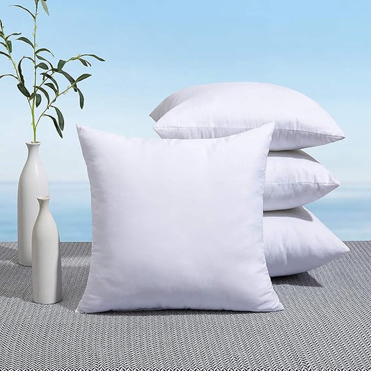 MIULEE Pack of 4 22x22 Outdoor Pillow Inserts, Water-Resistant Throw Pillow Inserts Decorative Premium Square Pillow Stuffer Sham for Porch Swing Couch Sofa Cushion Patio Furniture