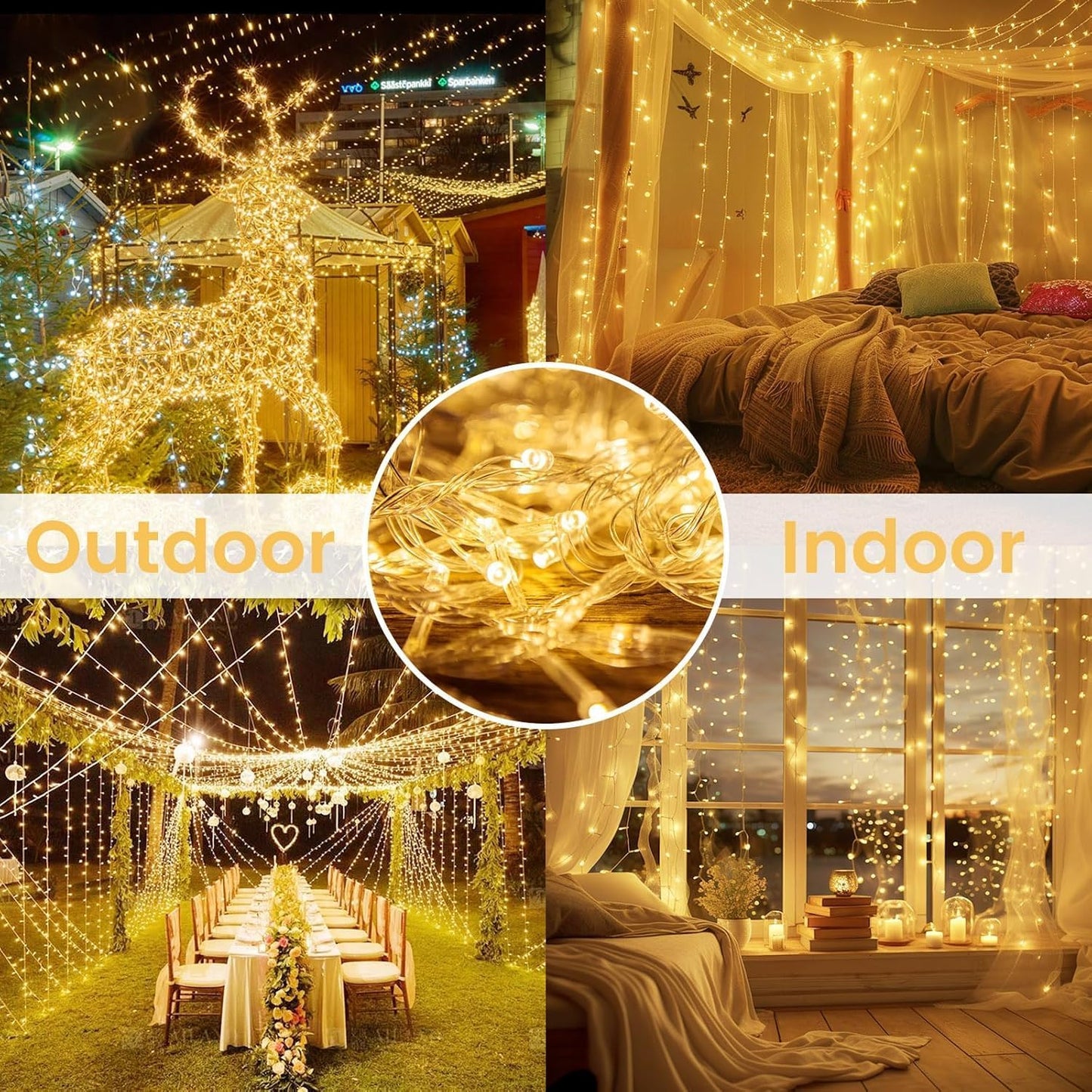 2 Pack String Lights Battery Operated with Timer, 33FT 100 LED Waterproof Battery Twinkle Lights, 8 Modes Fairy Light for Indoor & Outdoor Party Bedroom Garland Tree Christmas Decorations (Warm White)