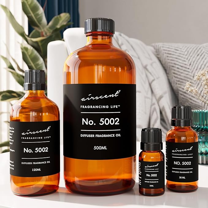 AirScent Creed-Aventus-Inspired Diffuser Oil - No. 5002 Perfume Dupe - Premium Fragrance Oil Blend for Ultrasonic and Waterless Diffusers and Crafting - 500 ml, 16.9 fl oz Glass Bottle