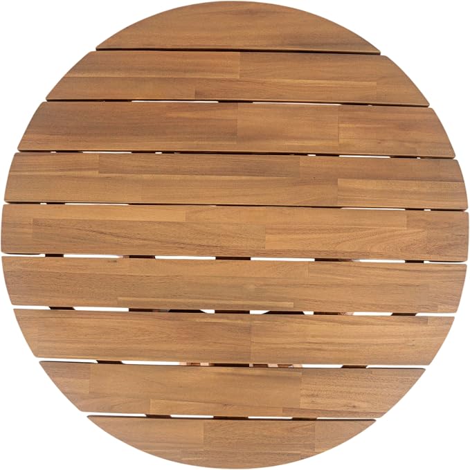 Christopher Knight Home Hakee Acacia Wood Patio Coffee Table, Round Coffee Table with Unique Wooden Base, Stylish Indoor/Outdoor Table, Easy Assembly, 31.5" x 31.5" x 16", Light Teak