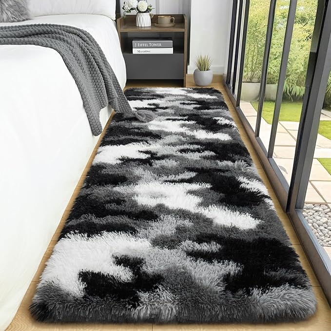 AROGAN Washable 2x6 Runner Rug for Hallway, Long Runner Rugs wtih Soft Memory Foam for Bedroom, Non Slip Backing Carpet, Bedside, Entryway Home, Camouflage Black and White