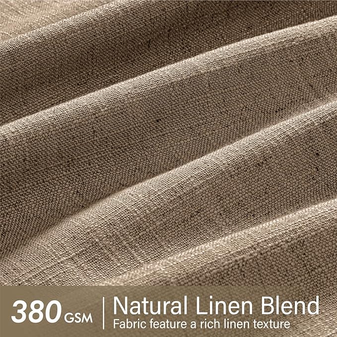 MIULEE Pinch Pleated Thick Linen Curtains 90 Inches Long 2 Panels for Living Room Bedroom, Linen Texture Memory Trained Brown Drapes Pleat Back Tab Light Filtering Country Farmhouse Burlap Curtains
