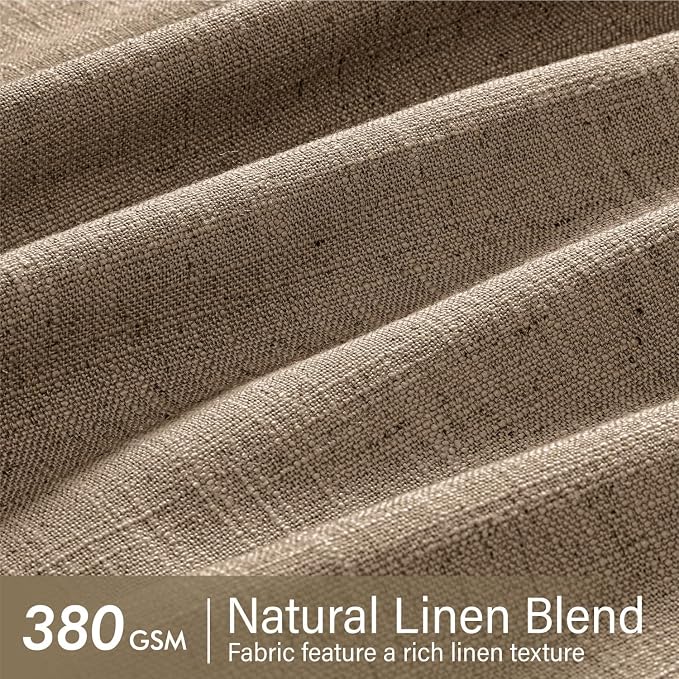 MIULEE Pinch Pleated Thick Linen Curtains 84 Inches Long 2 Panels for Living Room Bedroom, Memory Trained Pleat Drapes Back Tab Light Filtering Country Farmhouse Brown Burlap Curtains with Hooks&Rings