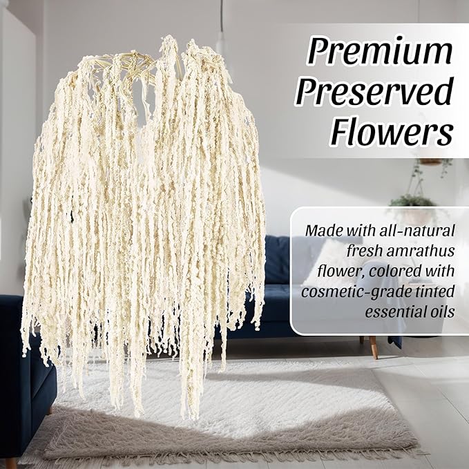 Suncalla 12 Pcs White Spring Natural Dried Amaranthus Hanging Flowers Amaranthus Artificial Flowers for Wedding Arch Bouquet Floral Garland Wall Home Decoration (23 Inch)