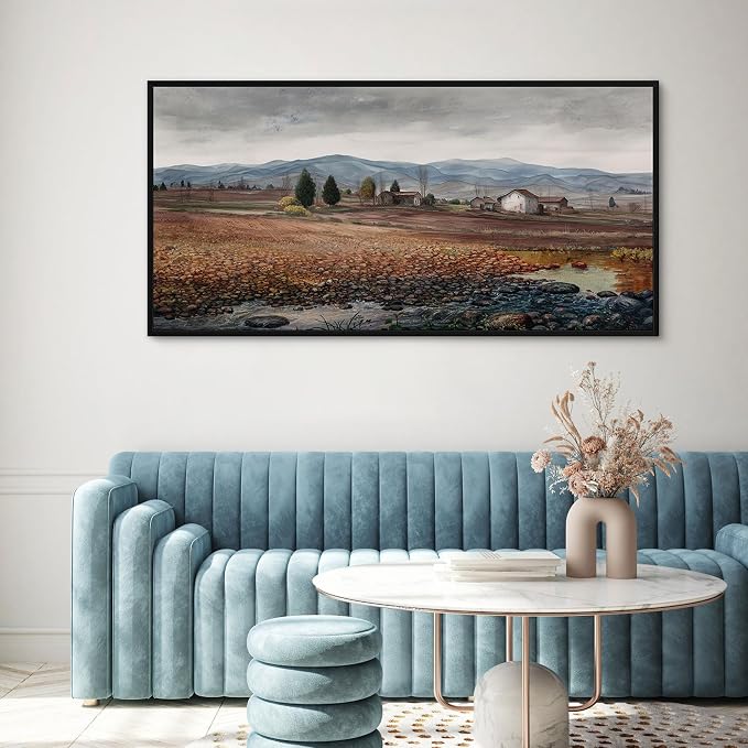 yiijeah Framed Artwork for Walls Extra Large Vintage Nature Earthy Wall Art Scenic Canvas Paintings Decor for Living Room Bedroom Entryway 58x29 Inches