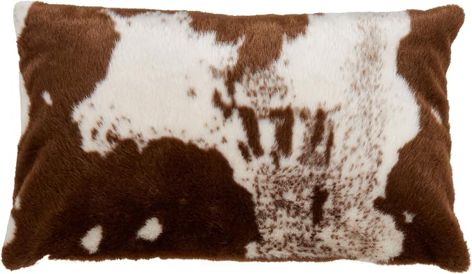 SARO LIFESTYLE Cowhide Design Faux Fur Pillow - Down Filled