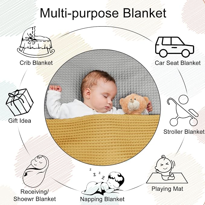 PHF 100% Cotton Waffle Weave Blanket 30"*40", Lightweight Breathable Moisture-Wicking for Spring Summer, Snag Proof Machine Washable, Home Decor Gift - Ginger