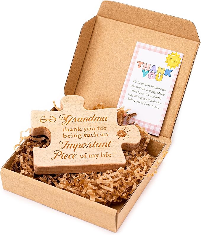 Engraved Block Puzzle Gift for Grandma for Birthday, Christmas, Grandparents day, Mothers Day Gifts for Grandma, Delicate Grandma Birthday Gifts from Granddaughter, Grandson