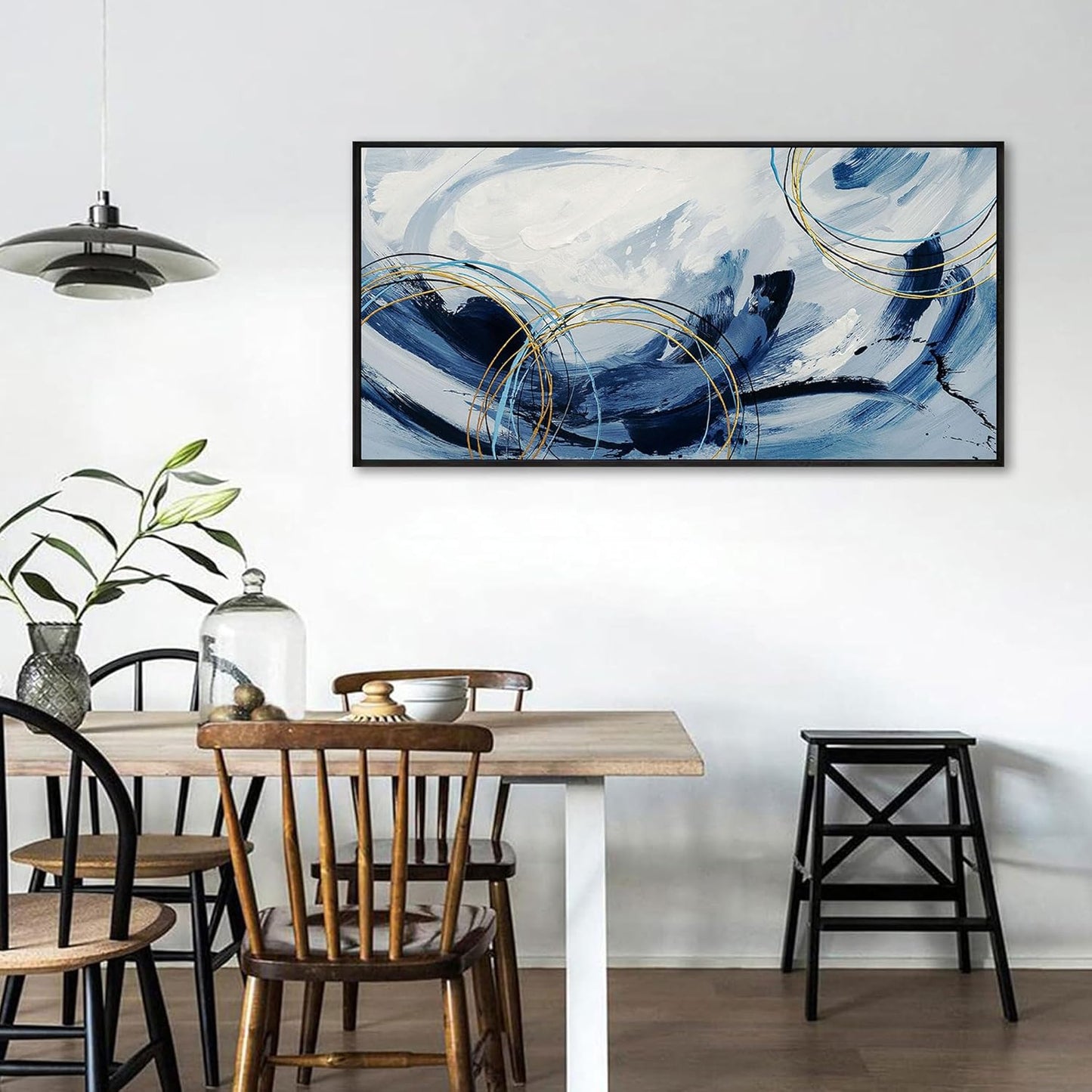 yiijeah Bedroom Wall Decor - Wall Hanging Decor Wall Pictures for Living Room Home Sign Horizontal Wall Art Dining Room Blue and Gray Bathroom Decoraciones Para Sala