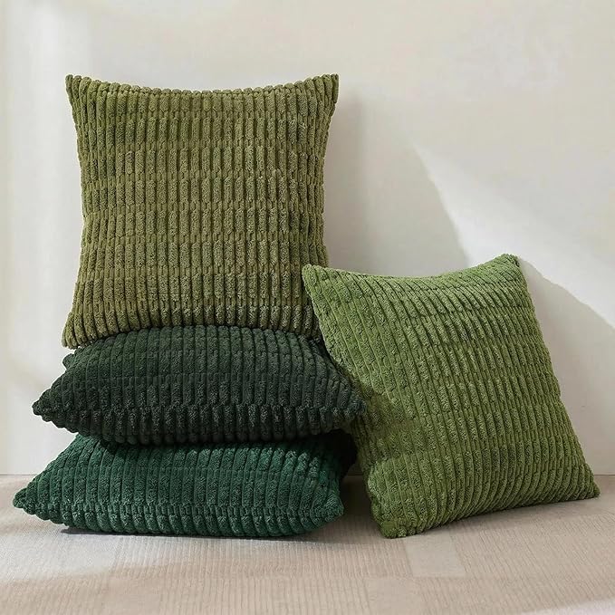 Fancy Homi 4 Packs Decorative Throw Pillow Covers for Living Room Couch Bed, Modern Farmhouse Boho Home Décor Accent Cushion Case, 28" x 28" (Pack of 4), Green Series