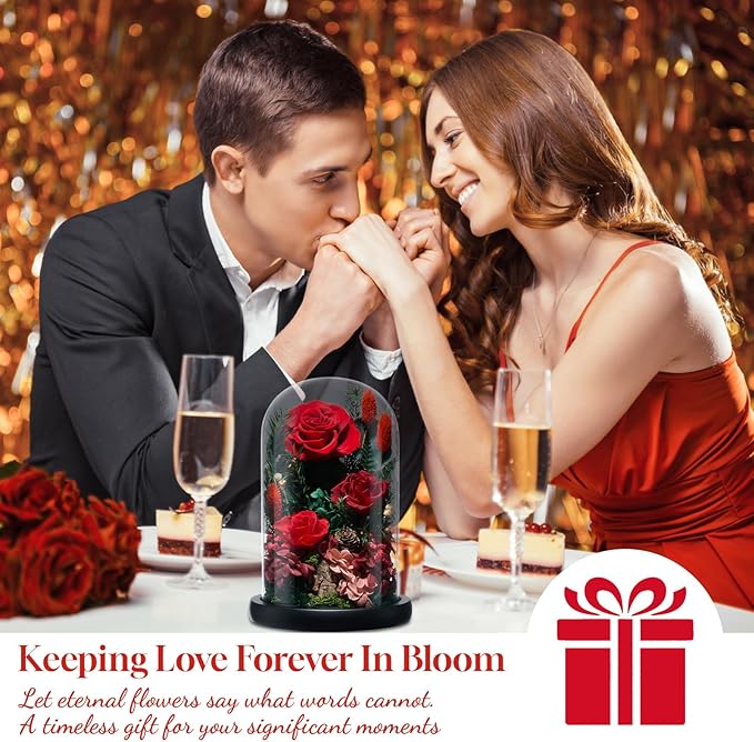 Preserved Roses,Forever Fresh Flowers 7.48in,Gift for Women,Mom,Grandma,Wife,Girlfriend,Sister,and Daughter Perfect for Birthday,Mother’s Day,Valentine’s Day (True Romance1)