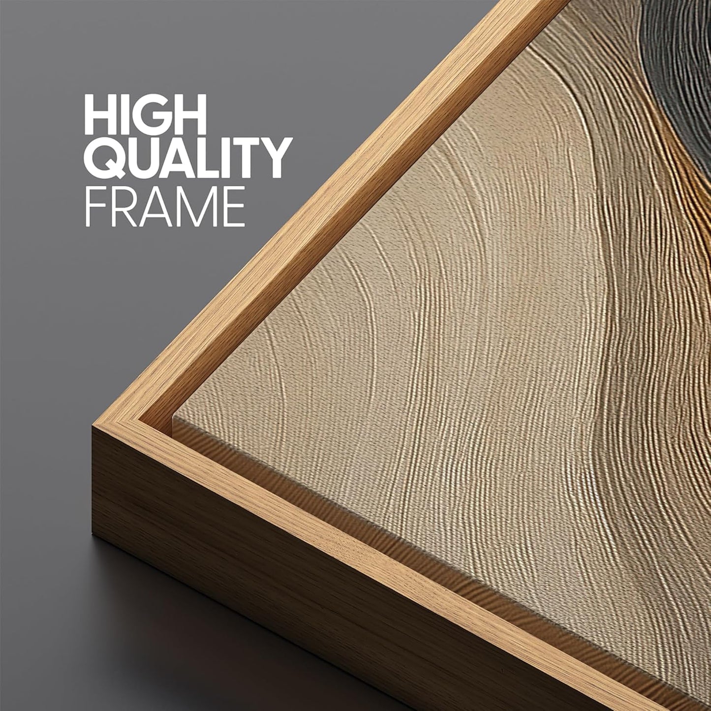 MUDECOR Extra Larg Framed Canvas Print Wall Art Abstract Wave Pattern Neutral Black and Brown Modern Geometric Illustrations Decorative Colorful for Bedroom - 60"x30"