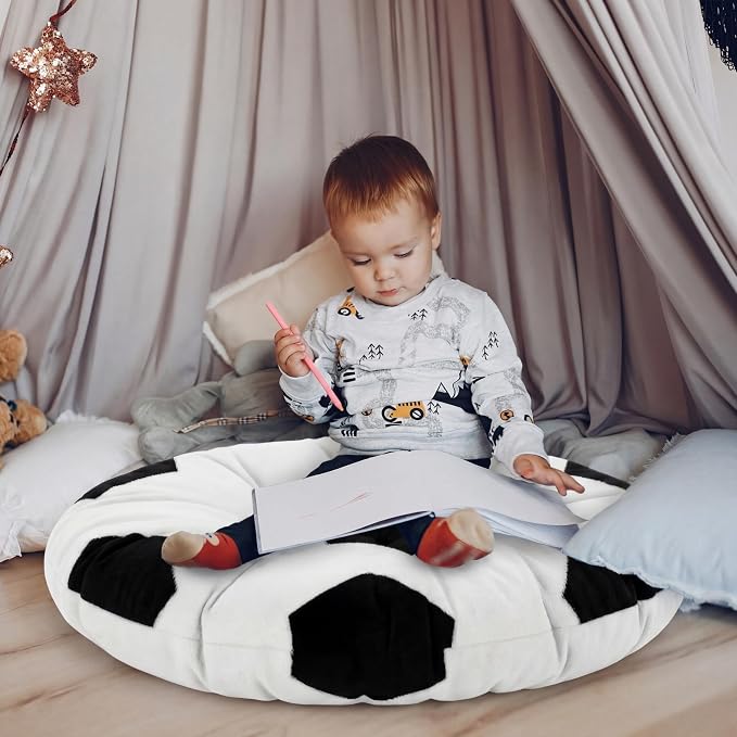Funnymoom Soccer Party 2026 Decorations 35 Inch Extra Large Soccer Ball Floor Cushion Round Meditation Floor Cushion World Party Pillows Seating Sports Gifts for Adults for Reading Yoga Room Decor