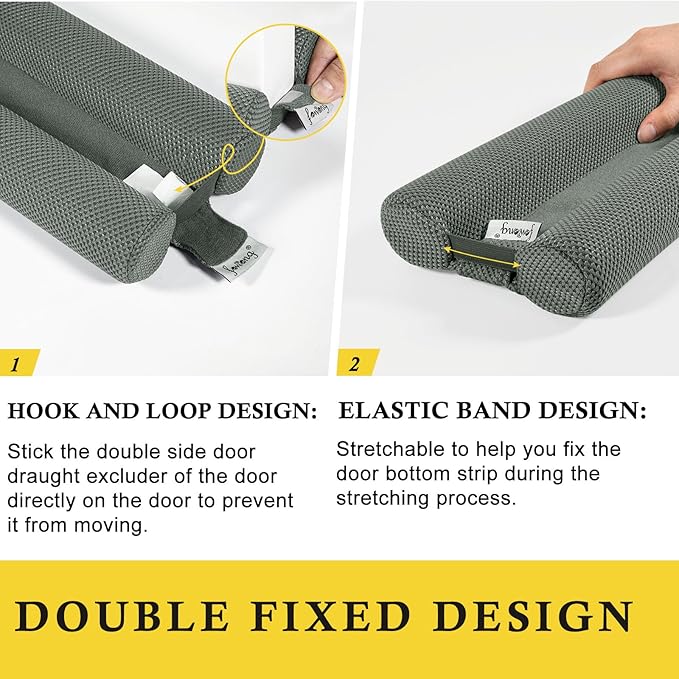 fowong Door Draft Stopper Double Side Adjustable Seal Bottom of Doors 32" + 36" Soundproofing Under Door Noise Stopper for Bottom of Doors