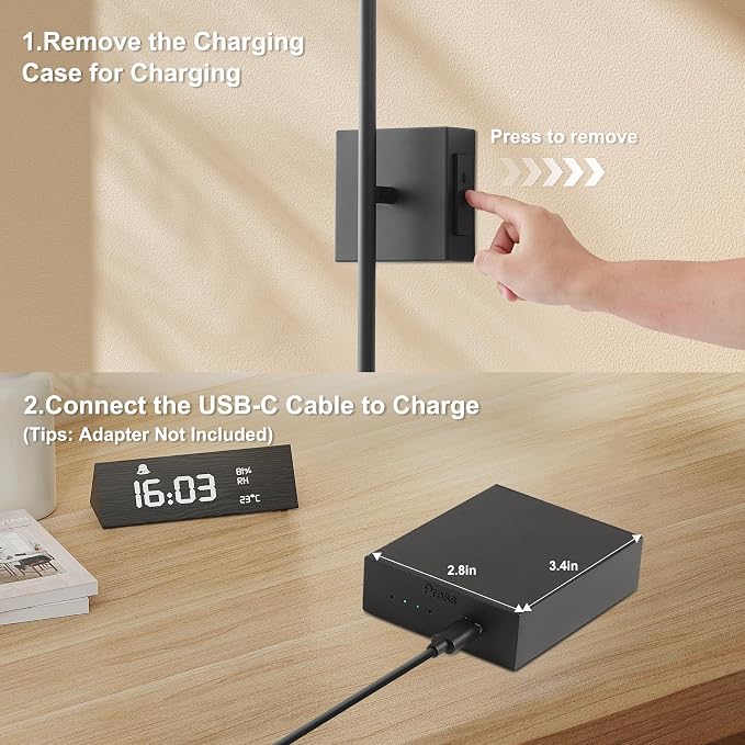 KARTOOSH Removable Battery Operated Wall Sconces with Remote Control, Stepless Colors 3000K-6000K & Dimming, 350°Rotate, LED Black Wireless Wall Light for Living Room, Bedroom, 24.4 Inch (2 Pack)