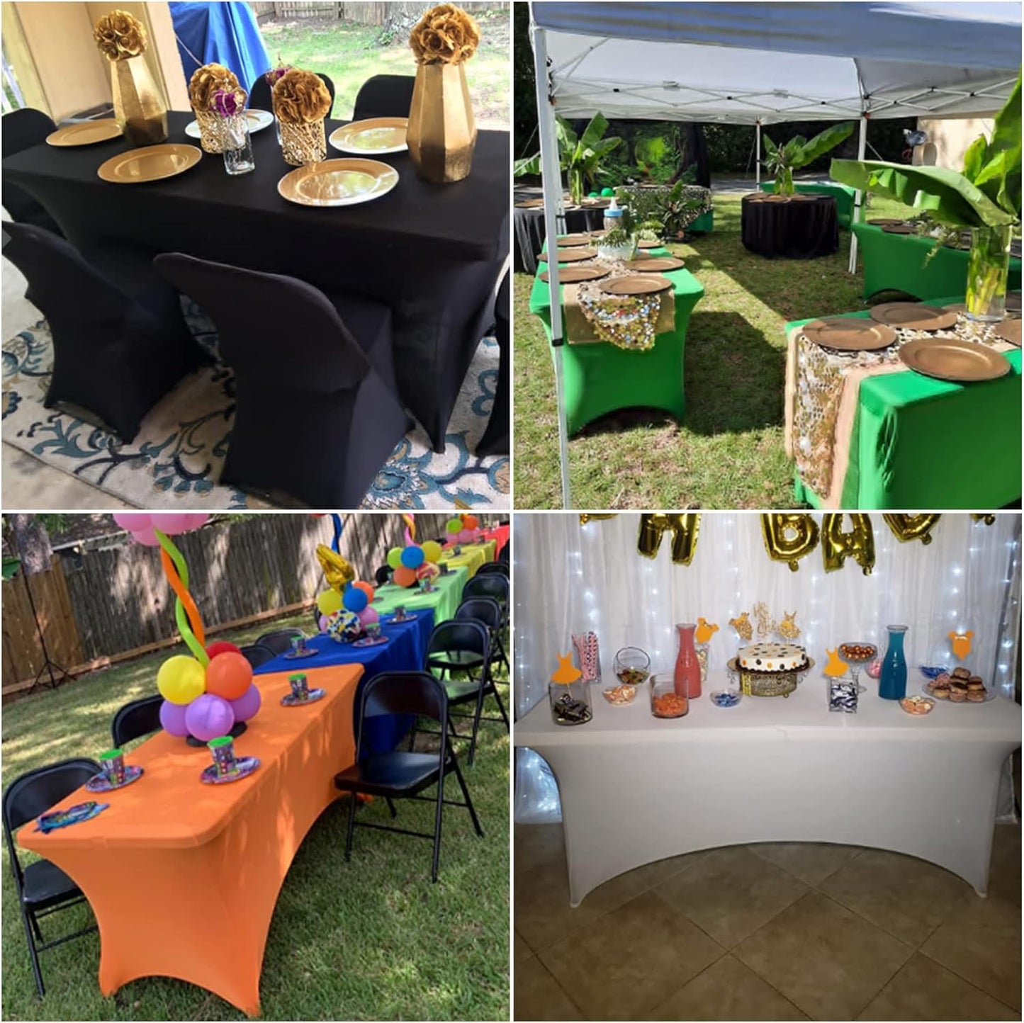 Spandex 8ft Waterproof Table Cover for Party,Wedding, Banquet, and Events(Gary)