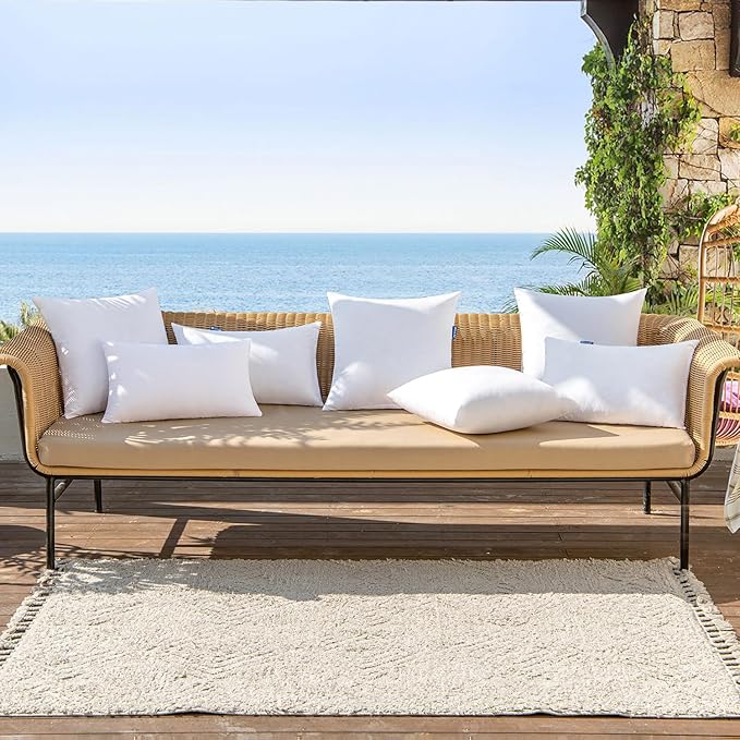 MIULEE Pack of 4 16x16 Outdoor Pillow Inserts, Water-Resistant Throw Pillow Inserts Decorative Premium Square Pillow Stuffer Sham for Porch Swing Couch Sofa Cushion Patio Furniture