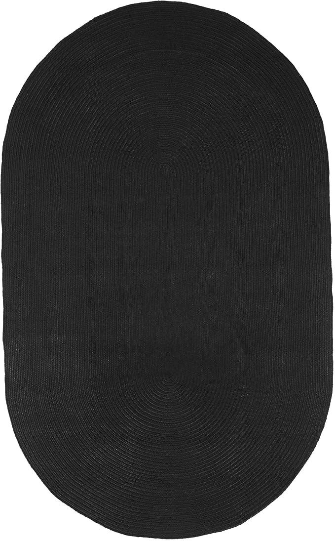 Superior Indoor/Outdoor Area Rug, Reversible Braided Floor Decor for Living Room, Kitchen, Patio, Front Porch, Modern Boho Farmhouse Rugs, Hardwood, Bedroom Accessories, 5' x 8', Black