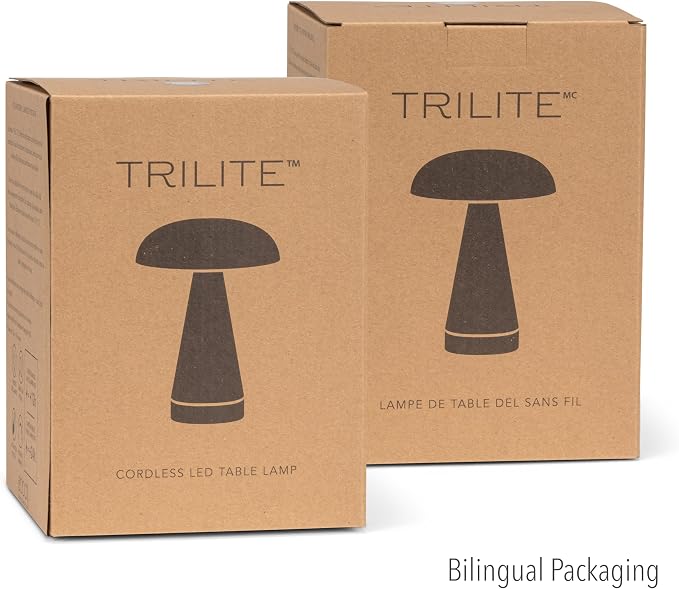 Abbott Collection Metallic Mushroom LED Table Light - Brushed Silver | USB Rechargeable, Cordless & Portable, Dimmable, 3 Brightness Levels, 6000 mAh, 24+ Hr Runtime, 8"H