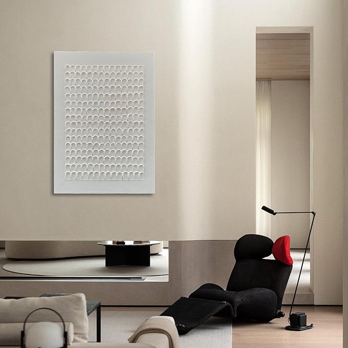 NANKAI Art Hand-Painted 40x28 inch White Texture Abstract Art Painting Modern Minimalist Oil Painting, Home Wall Decoration