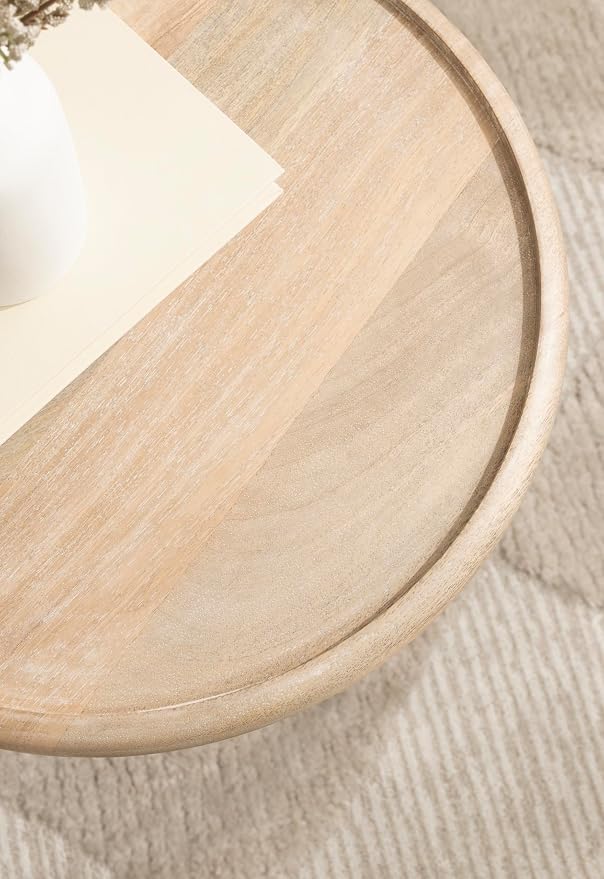 Kate and Laurel Willoughby Modern Wooden Spiraled Round Side Table, 15 x 15 x 24, Light Natural, Accent Pedestal End Table with Turned Base for Use as Indoor Plant Stand or Bedroom Nightstand Option