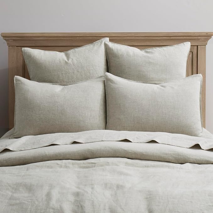 ATLINIA 100% Linen Pillowcases Set of 2, Euro Size 26" x 26" Pillow Case, Linen Pillow Sham