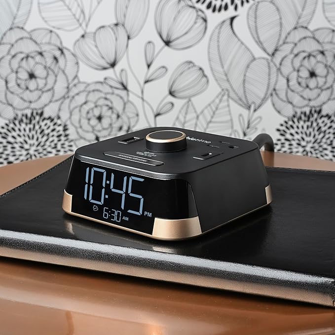 The Original Brandstand CubieTime | User Friendly & Convenient Alarm Clock Charger | 1 USB-A & 1 USB-C Port | 2 Tamper Resistant Outlets | As Seen in Top Hotel Brands