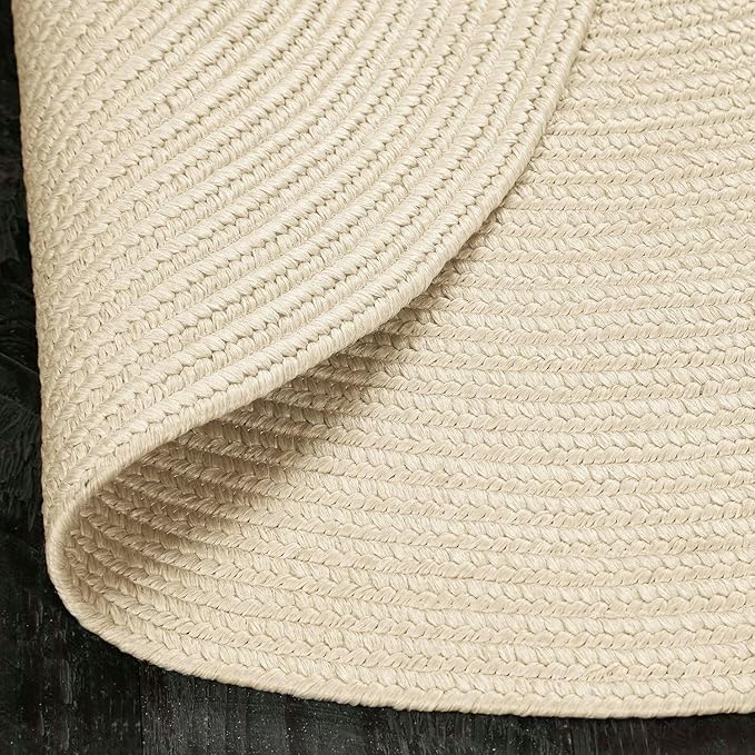 Superior Indoor Outdoor Area Rug, Handwoven Reversible Braided Home Decor for Living Room, Kitchen, Entryway, Patio, Front Porch, Deck, Modern, Boho, Farmhouse Style, 4' x 6', Cream