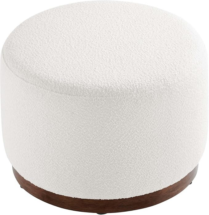 Modway Large 23" Round Boucle Upholstered Upholstered Ottoman