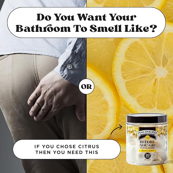 Poo~Pourri Original Citrus Before-You-Go 2-in-1 Toilet Potty Pods 20ct - Bathroom Odor Remover & Toilet Cleaner - Plant Based Ingredients & Essential Oils - with Lemon, Bergamot, & Lemongrass Scent