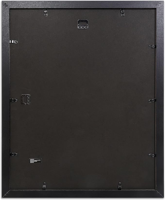 The Display Guys - Black Wooden Minimalist Picture Frames Set - Tempered Glass - 20x24 matted to 16x20 - Wall Hanging - 4-Pack