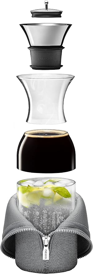EVA SOLO | Fridge Carafe 1.0L | For Hot & Cold Drinks | 100% drip-free | Dishwasher-safe Borosilicate Glass | Stainless steel & Silicone Pouring Lip | Fits Most Refrigerator Doors | Danish Design