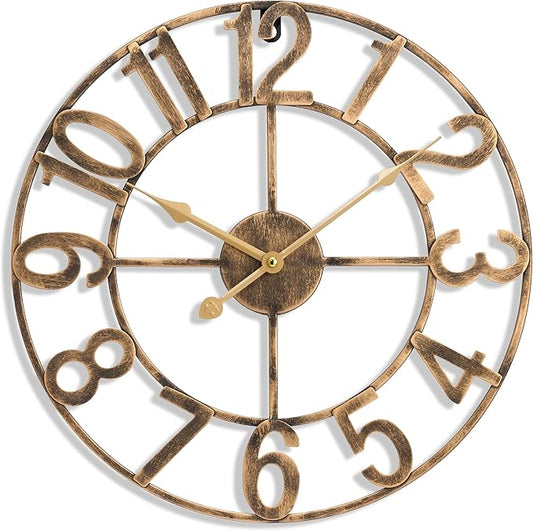 Sorbus Large Wall Clock for Living Room Decor - Wall Clock for Kitchen - 24 inch Big Wall Clock Decorative - Metal Wall Art - Analog Large Clock for Bedroom, Home, Kitchen, Office, Wall Decor (Bronze)