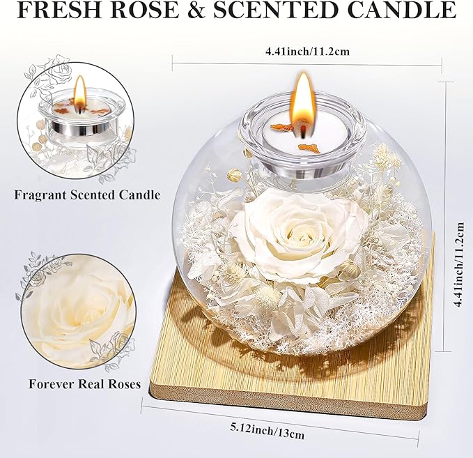 Mothers Day Rose Gifts for Mom Birthday Gift for Women Preserved Rose in Glass Dome with 2 Fragrances Eternal Purple Roses Forever Flowers for Delivery Mothers Day Flower Gifts for Mom Grandma Wife