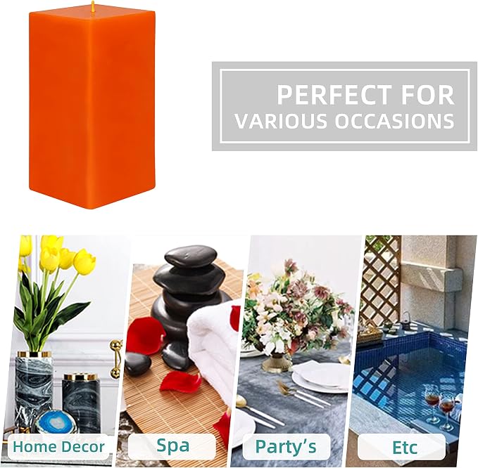 Zest Candle Pillar Candle, 3 by 6-Inch, Orange Square