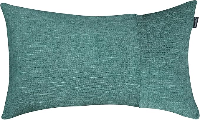 BOYSUM Set of 2 Leather Throw Pillow Covers Lumbar Cotton Linen Decor Patchwork Pillow Cover Faux Leather Pillows Cover for Couch Sofa Living Room Bedroom,Grass Green 12"x20"