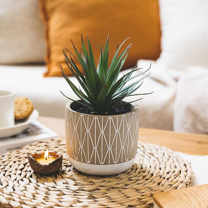 Kurrajong Farmhouse Artificial Plant in Pot - 8" high Small Faux Plant for Desk, Bathroom, Shelf & Coffee Table - Realistic Indoor Plant for Home Decor