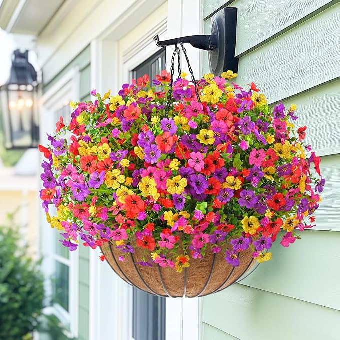 Yastouay Artificial Flowers for Outdoors, 14 Bundles UV Resistant Artificial Outdoor Flowers, Realistic Fake Outdoor Flowers Plant Faux Flowers for Outdoor Planters Front Porch Patio Window Box