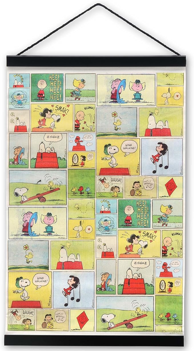 Peanuts Comic Strip Hanging Canvas Banner - Vintage Peanuts Wall Decor for Home or Office