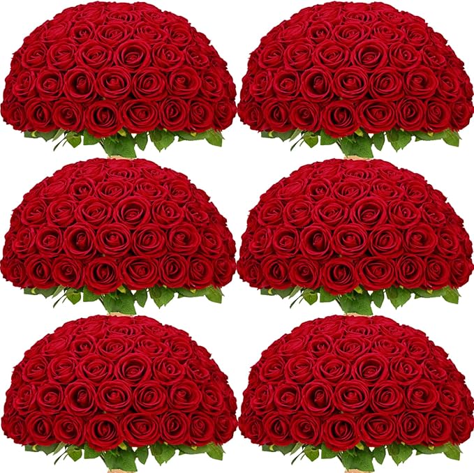 Waipfaru 200 Pcs Red Roses, Fake Roses Artificial Velet Flowers for Valentines Mothers Day Wedding Centerpieces Decor (Red)