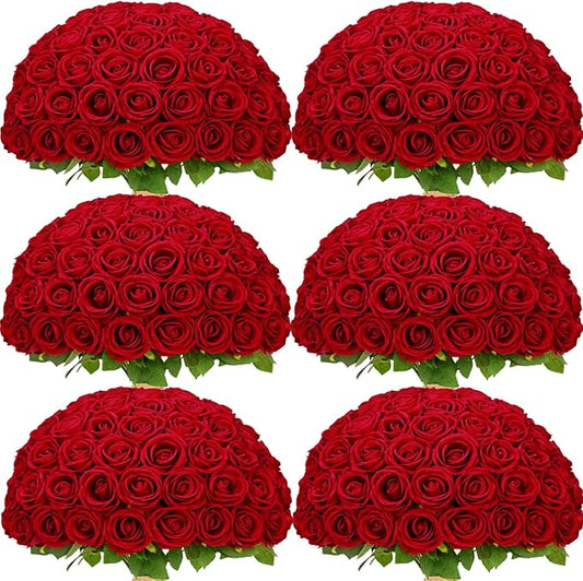 Waipfaru 200 Pcs Red Roses, Fake Roses Artificial Velet Flowers for Valentines Mothers Day Wedding Centerpieces Decor (Red)