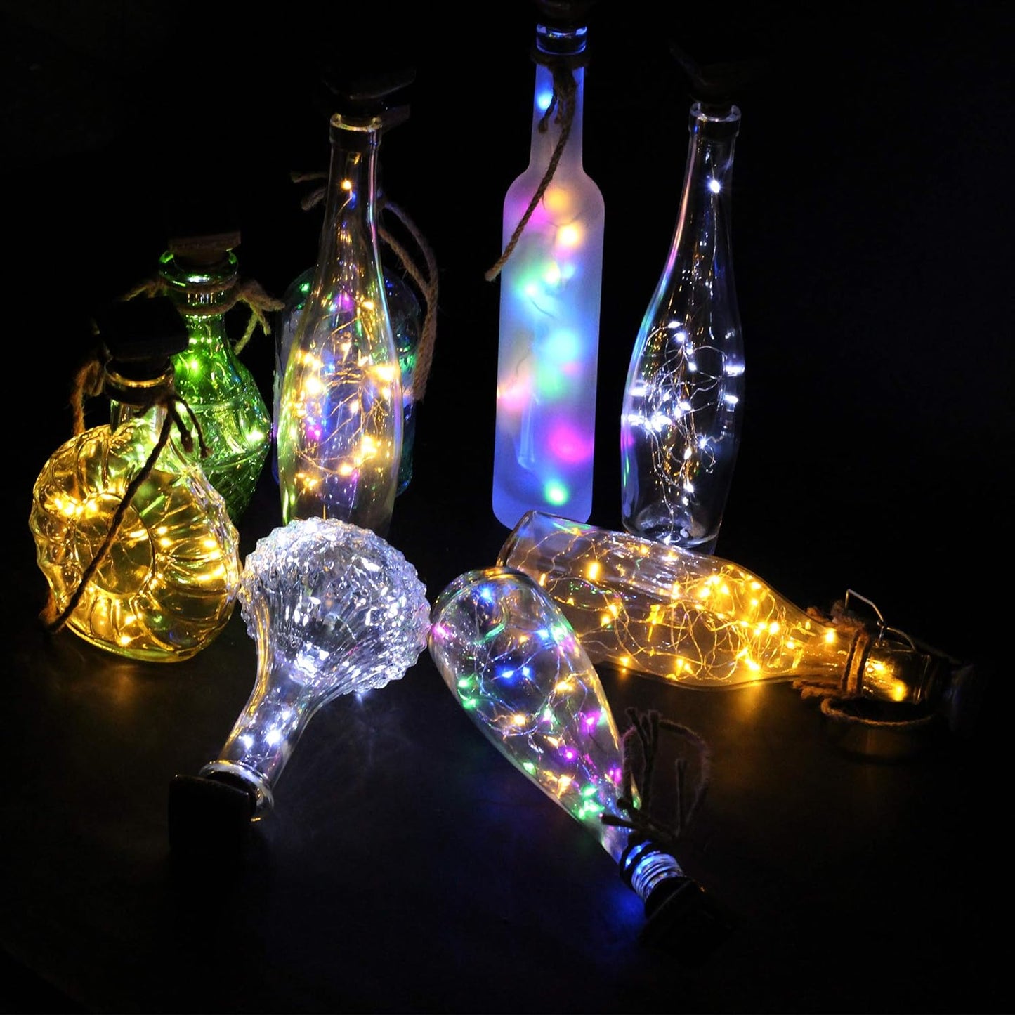 ZNYCYE Upgraded 8 Pack Solar Powered Wine Bottle Lights 20 LED Colored Starry Cork Light Fairy Cork String Craft Lights for Wedding Christmas Outdoor Holiday Garden Decor (Multi Color)