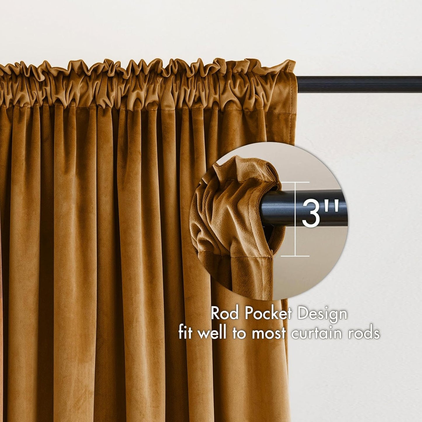 MIULEE Golden Brown Velvet Curtains Thermal Insulated Blackout Curtain Drapes for Bedroom Living Room Darkening 72 Inches Long Curtains Panels Rod Pocket Set of 2