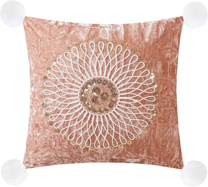 Chic Home Alianna 5 Piece Comforter Set Crinkle Crushed Velvet Bedding - Decorative Pillow Shams Included, King, Blush