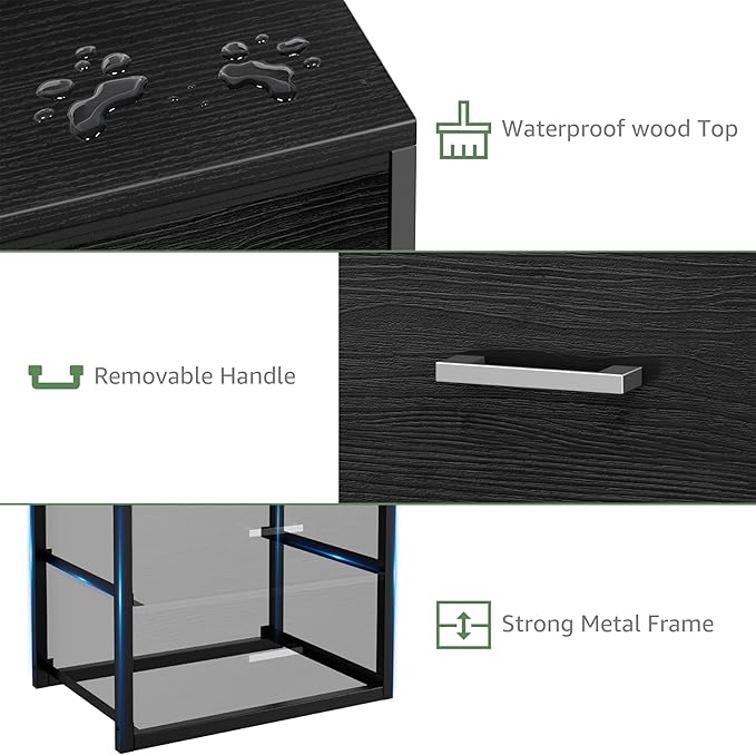 BOLUO Stackable Storage Drawers Closet Organizers and Storage Fabric Black 2 Drawer Dresser for Bedroom Modern