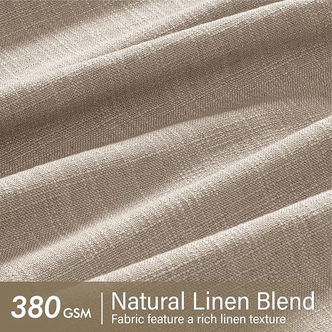 MIULEE Pinch Pleated Linen Curtains 96 Inches Long 2 Panels for Living Room Bedroom, Linen Texture Memory Trained Drapes Pinch Pleat Back Tab Rustic Farmhouse Window Curtains with Hooks&Rings, Taupe