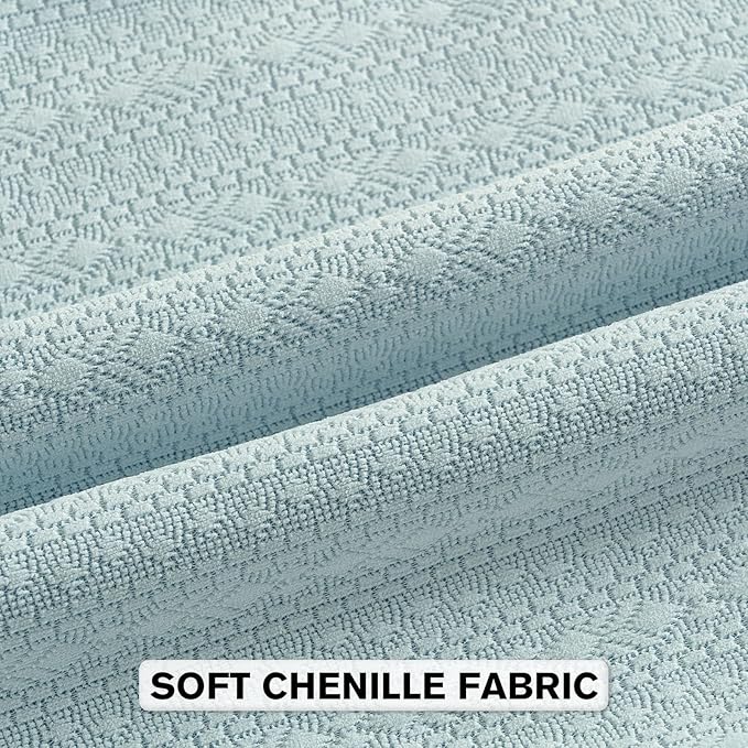 FUTEI Light Blue Chenille Throw Pillow Covers 16x16 Inch Set of 2,Soft Striped & Diamond Textured Cushion Cases,Modern Home Decor for Couch Living Room