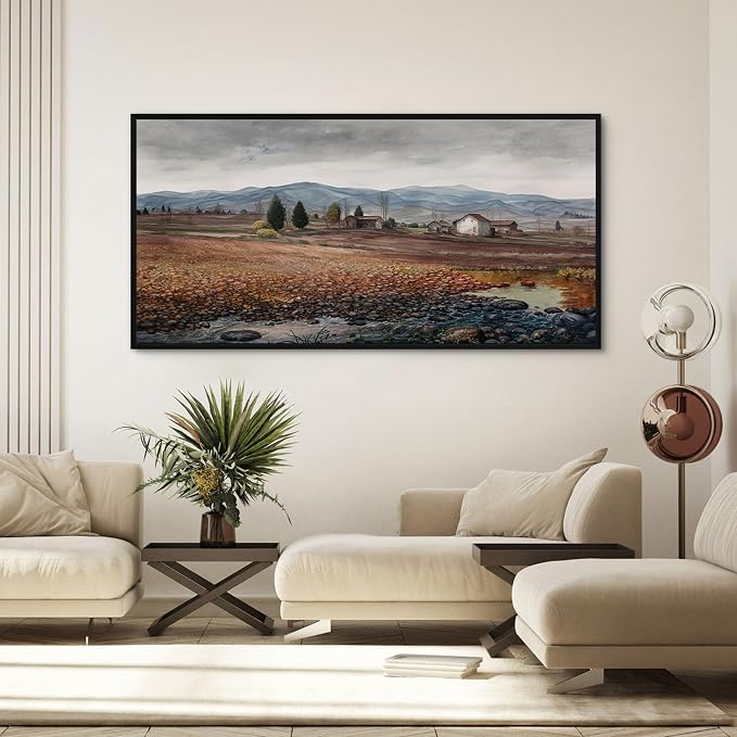 yiijeah Framed Artwork for Walls Extra Large Vintage Nature Earthy Wall Art Scenic Canvas Paintings Decor for Living Room Bedroom Entryway 58x29 Inches