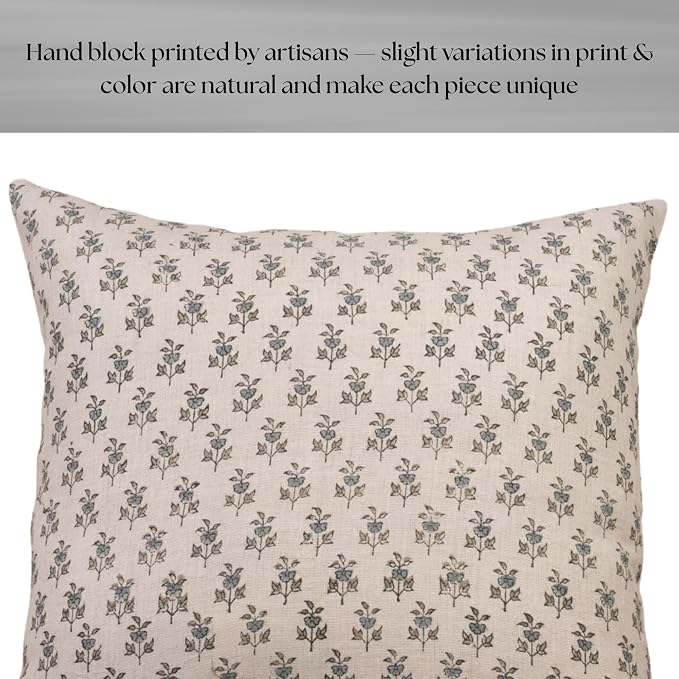 Linen Throw Pillow Covers 20x20 inch Soft sage and Blue Decorative Pillow Covers for Living Room, Bedroom